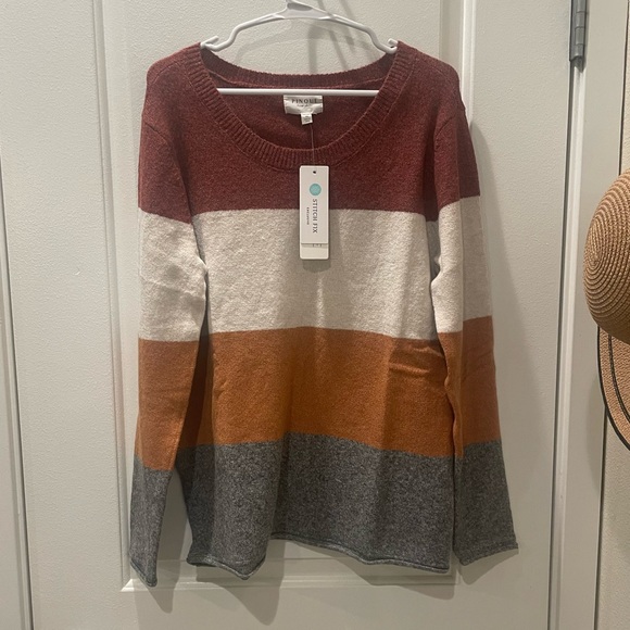 NEW…Pinque Rust Stone Combo Crewneck Sweater - Picture 3 of 4
